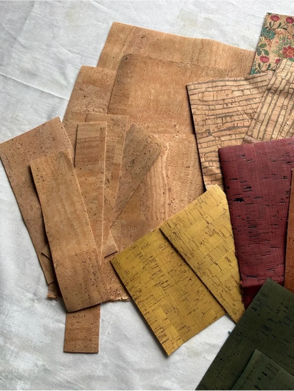 14 oz Sallie Tomato Premium Cork Fabric Remnants Destash Lot Fall/Autumn Colors